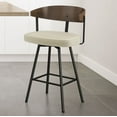 thumbnail image 5 of Amisco Quinton 30 In. Bar Stool - Cream Bouclé Polyester / Black Metal / Brown Wood, 5 of 10