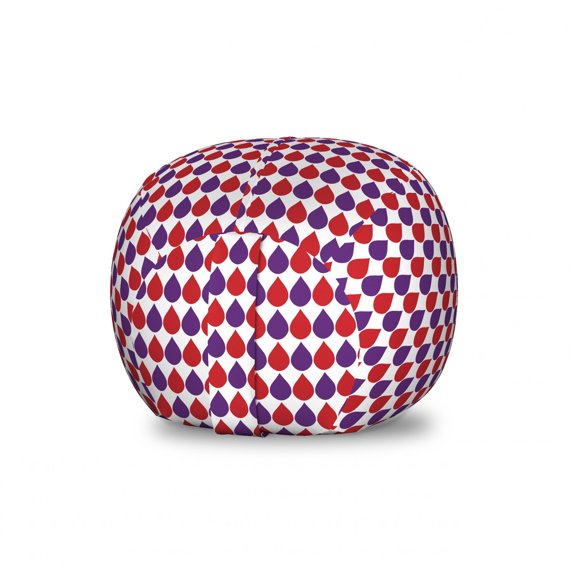 Purple Storage Toy Bag Chair, Water Tear Drop Droplet Raindrop Looking Geometrical Retro Polka Dots Spots, Stuffed Animal Organizer Washable Bag, Large Size, Quartz Red White, by Ambesonne