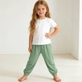 thumbnail image 3 of HAPIMO Girls Kids Multi Color Elastic Cuffed Pants Elastic Waist Lightweight Trousers for Casual Wear Green 6 Years, 3 of 5