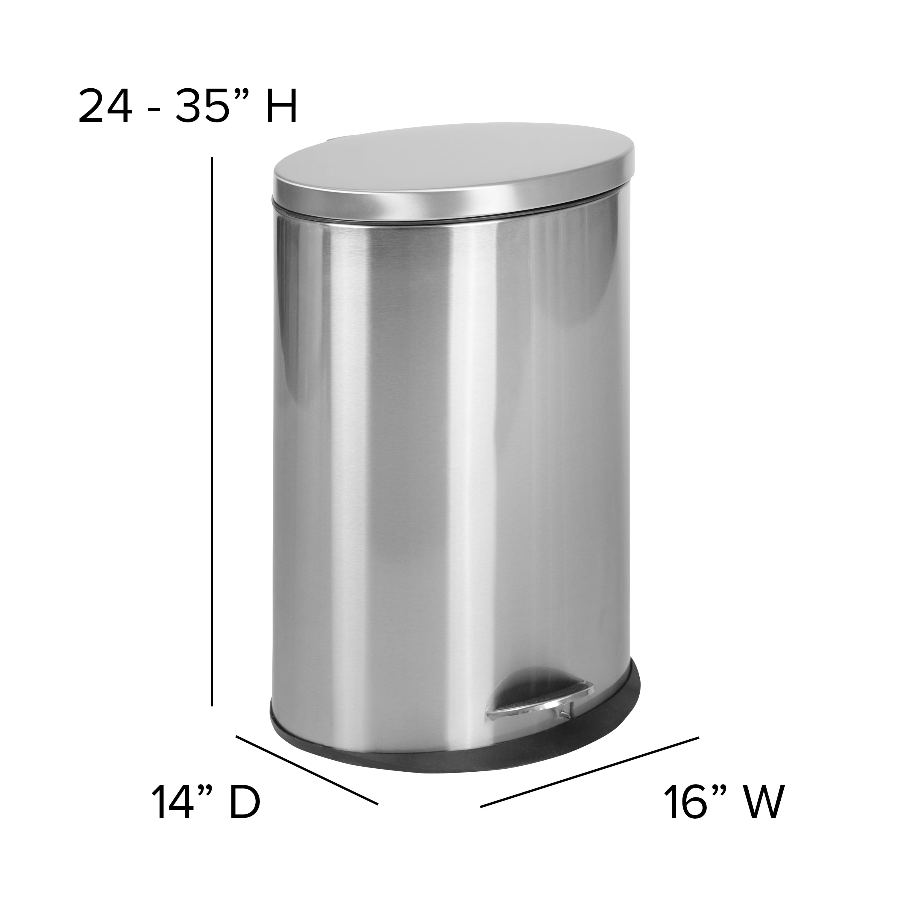 Stainless Steel Trash Can - Fingerprint Resistant, Soft Close, Step Lid - 5.3  Gallon - Lodging Kit Company