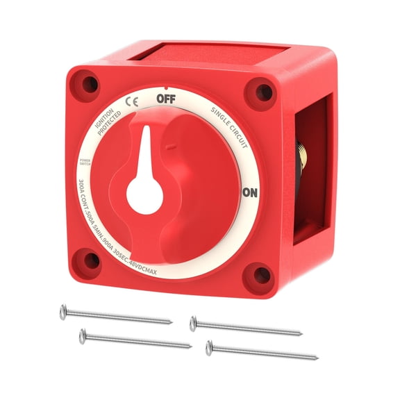 300A Boat Battery Disconnect Switch Waterproof 12V 48V Battery Shut Off Switch ON/Off Heavy Duty & Ignition Protected Power Kill Switch for Marine Car RV Truck