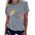 thumbnail image 1 of Tops Para Mujer Elegante Blusa Casual Camisas Camisetas Divertidas Lindas Camisetas de Manga Corta Camiseta Con Estampado de Bandera Del Día de La Independencia Regalo Odeerbi  ODB165475, 1 of 8