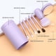 thumbnail image 2 of Juego de brochas de maquillaje de viaje portátiles 6 en 1, kit de 6 brochas cosméticas pequeñas y fáciles de llevar con soporte y espejo (morado), 2 of 4