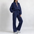 thumbnail image 5 of Gamivast Women's 2 Piece Sweatsuit Cropped Zip up Jacket and High Waisted Pants Set Casual Tracksuit Fall Winter Athletic Lounge Outfits Activewear, 5 of 6