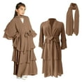 thumbnail image 5 of Otqutp Kids Abayas Dress for Girls Chiffon Layered Muslim Dresses Pleated Elegant Long Skirt Kaftan Prayer 𝗜slamic Maxi Dress, 5 of 7