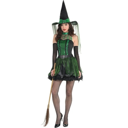 Suit Yourself Spell Caster Black & Green Witch Halloween Costume for Women, with Accessories