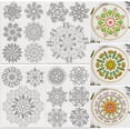 thumbnail image 1 of 18Pcs Mandala Flower Water Soluble Hand Sewing Stabilizers 8.3"x11.7" Snowflake Mandala Embroidery Pattern Stabilizer 4 Sheets Stick and Stitch Embroidery Paper Sticker, 1 of 9
