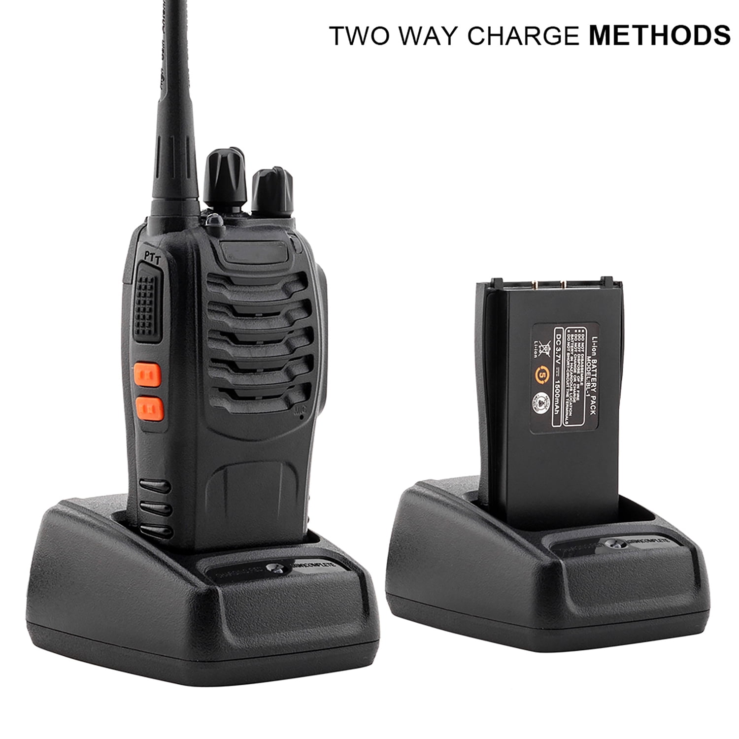 Handheld Walkie Talkies, 10KM Long Range 2-Way Radio 16-Channel with  Earphones Black (2Pcs/Pair)