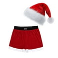 thumbnail image 3 of ZDHOOR Mens Santa Claus Costume Christmas Flannel Boxer Shorts E Red XXL, 3 of 5