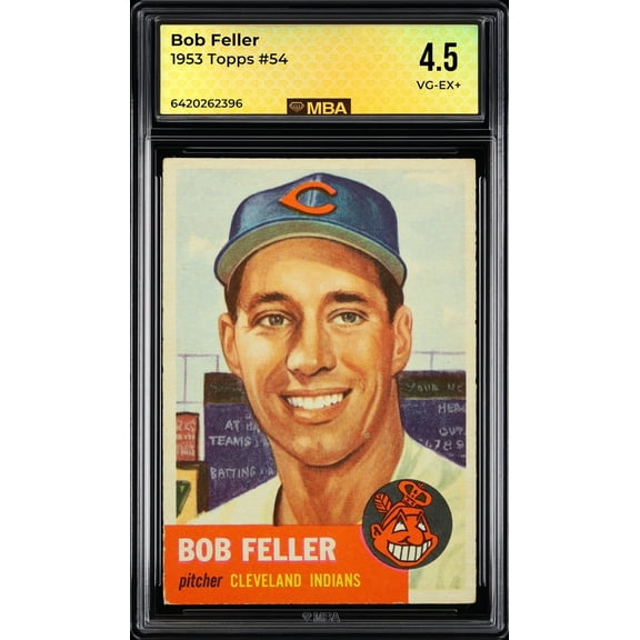 Graded 1953 Topps Bob Feller #54 Baseball Card MBA 4.5