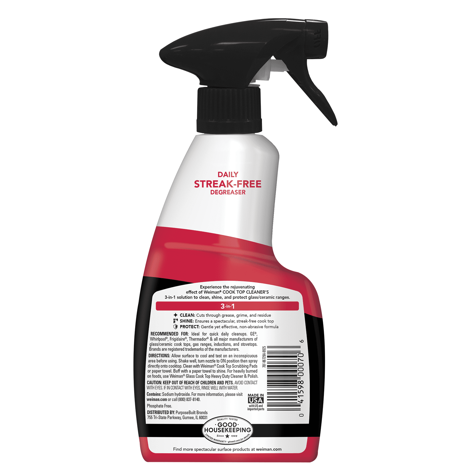 Weiman Daily Cooktop Cleaner Spray for Easy Daily Cleaning, Streak-Free Shine, 12 fl oz
