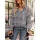 thumbnail image 3 of Camisa Suave, Estampado Floral Escote En V Mujer Blusa Transpirable Encaje Empalmado Para Fiesta Para Trabajo ANGGREK No, 3 of 7