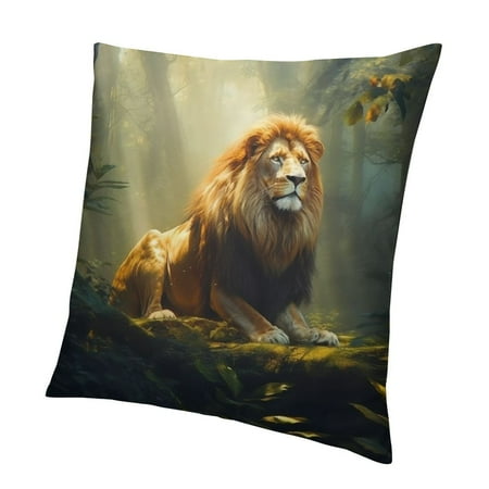 

QCPP Lion Forest Light Short Plush Pillow Case 1PC Home Furnishing Decor 22x22in