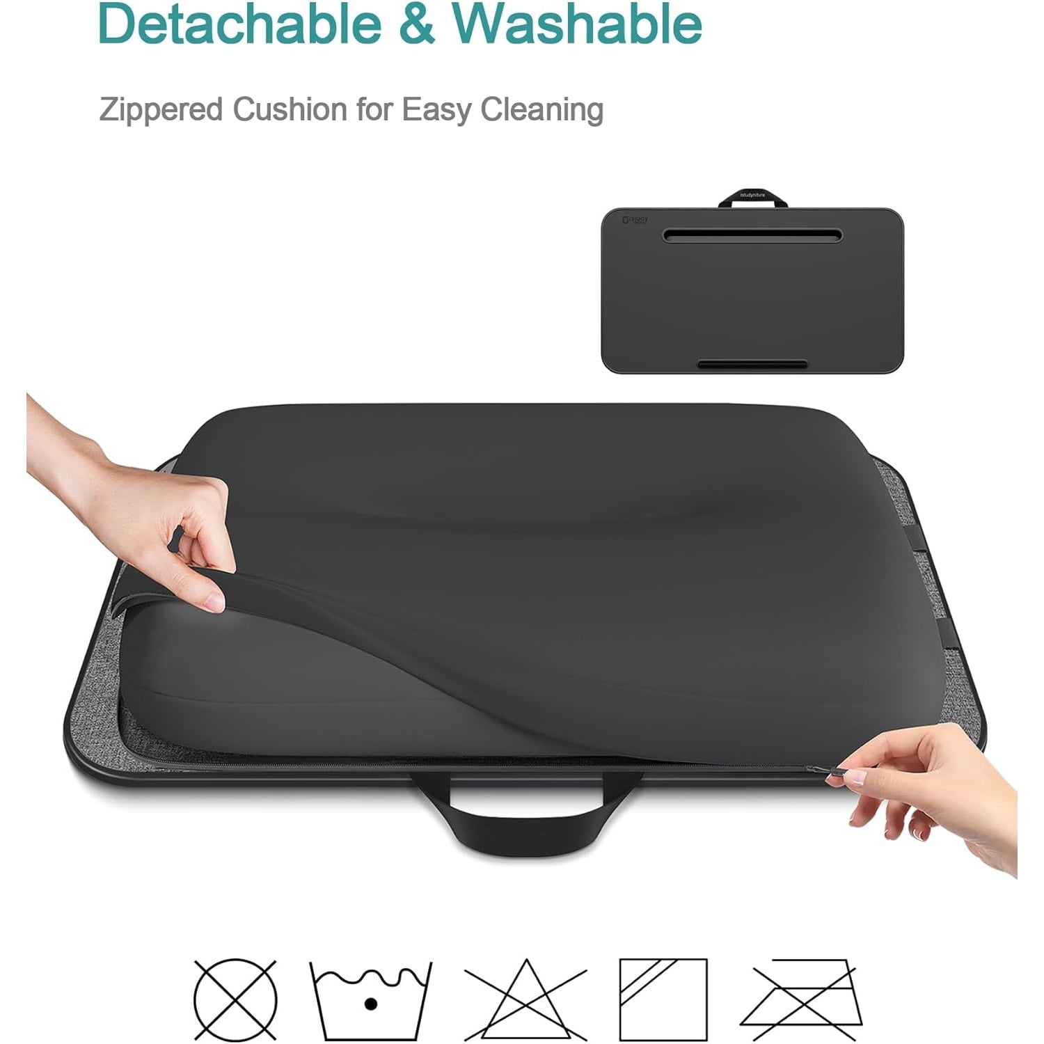 Lap Desk, Portable Laptop Stand with Washable Cushion, Fits up to 17 inch Laptop, with Device Ledge and Phone Holder, Use on Bed,Couch, Sofa, Floor, Home Office