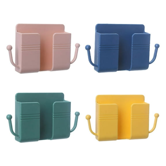 4 Pcs Traceless Storage Holders Remote Control Box Phone Wall-mounted Charging