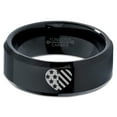 thumbnail image 2 of Tungsten American Heart Shaped Flag Band Ring 8mm Men Women Comfort Fit Black Beveled Edge Polished, 2 of 4