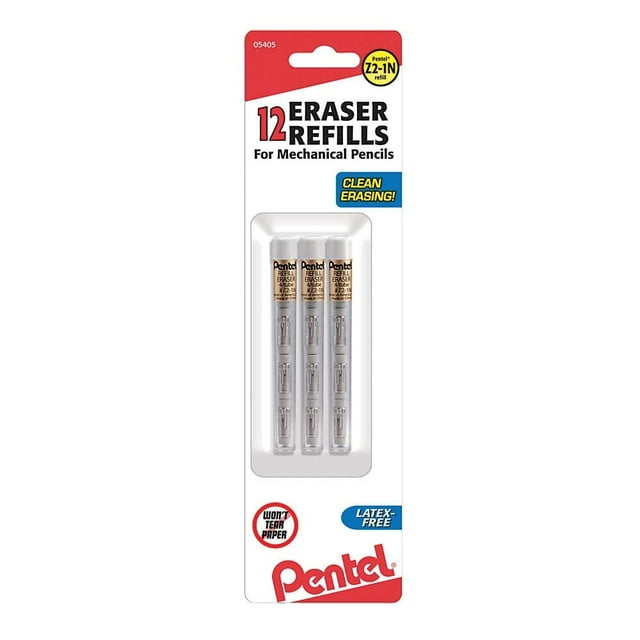 Recambios de Gomas Pentel Z2-1N Blancas Paquete de 12