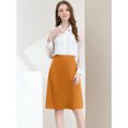 thumbnail image 3 of Allegra K Falda Midi De Satén Acampanada De Oficina De Trabajo De Cintura Alta Para Mujer Marrón XS Unique Bargains Falda, 3 of 6
