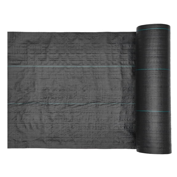 KFFKFF Durable Weed Barrier Fabric, 6x250FT 5oz Landscape Material, Woven Ground Cover for Weed Control, Gardening Mat, Geotextile Webbing, Black