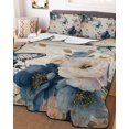 thumbnail image 3 of Quilts Twin Size, Vintage Blue Floral Soft Comforter Bedding Set for Bed, Butterflies Watercolor Flower Tan Lightweight Quilted Bedspread with Pillow Cover(2 Pieces) for All Season, 68x86 Inch, 3 of 6