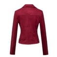 thumbnail image 7 of Efsteb Womens Stylish Fashion Leather Jacket Long Sleeved Button Lapel Elegant Versatile Outwear Fashionable Comfortable Coat Wine XS, 7 of 7