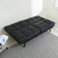 thumbnail image 3 of Futon Sofa Bed, Convertible Memory Foam Futon Couch Bed with Memory Foam, Convertible Sofa Bed, Folding Sleeper Sofa with Quick Adjustable Armrest and Backrest, Faux Leather (Black), 3 of 7