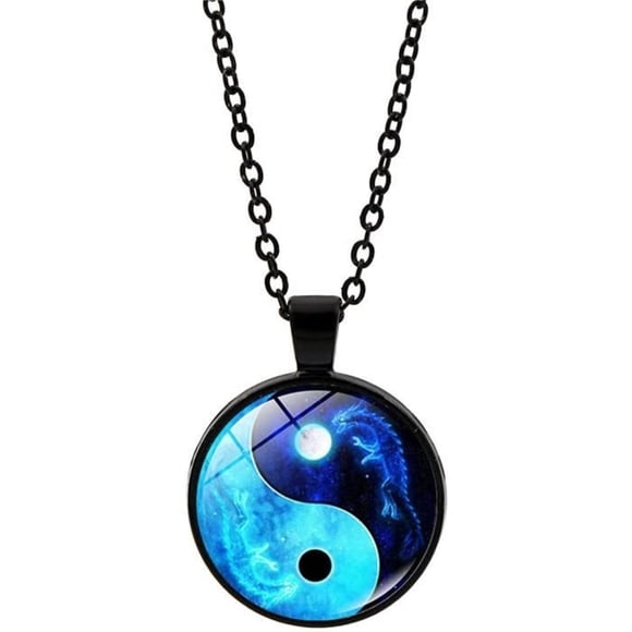 Necklace - ZHUODIKE - Yin Yang BFF - Dragon Pendant - Zinc Alloy - Dark Blue