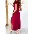 thumbnail image 4 of Women's Surplice Ruffled Cap Sleeve Zip Back Dress 100% Polyester Fabric Slit Detail Elegant Everyday Party Wear, 4 of 14
