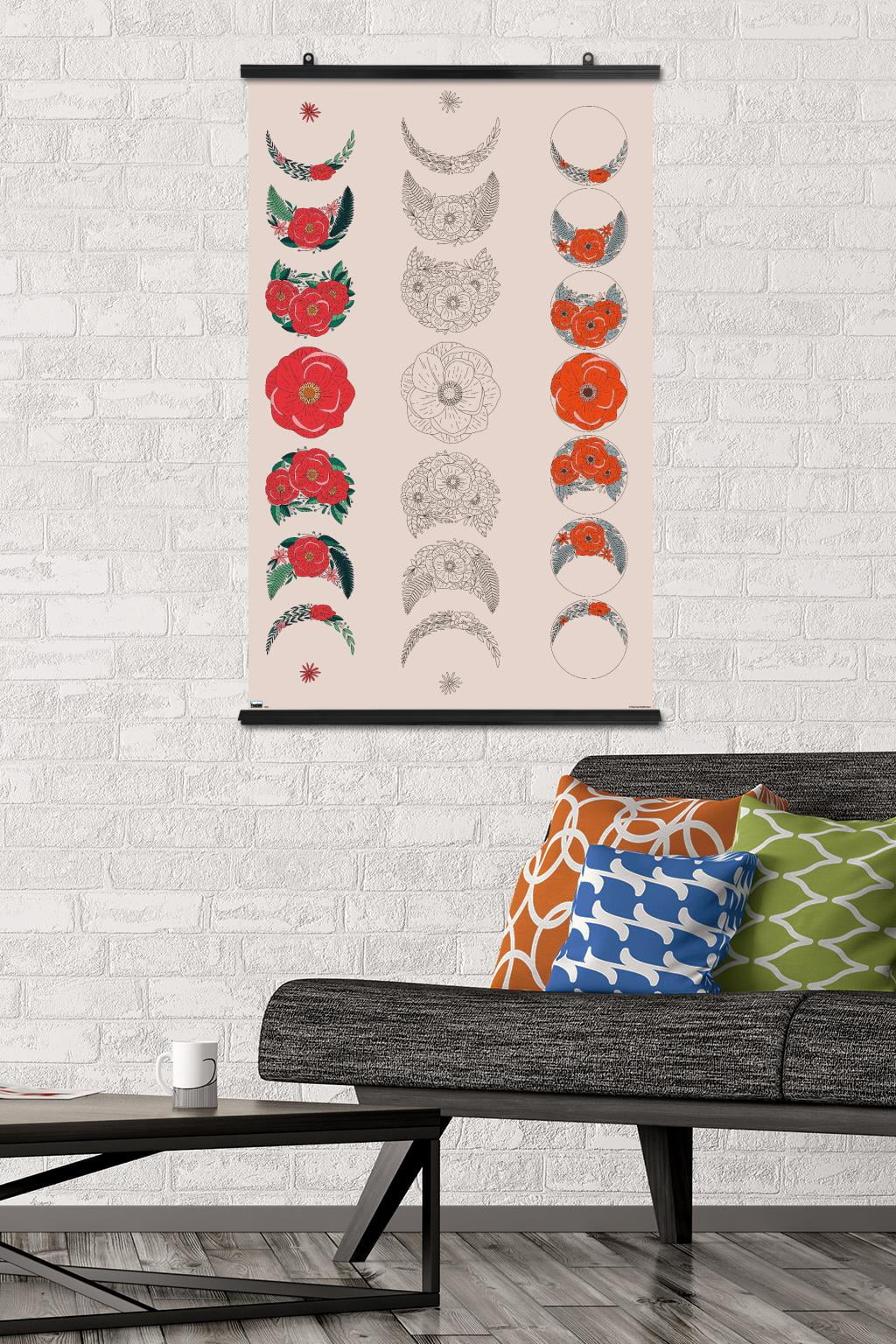 Floral Phases of the Moon Wall Poster, 22.375" x 34"