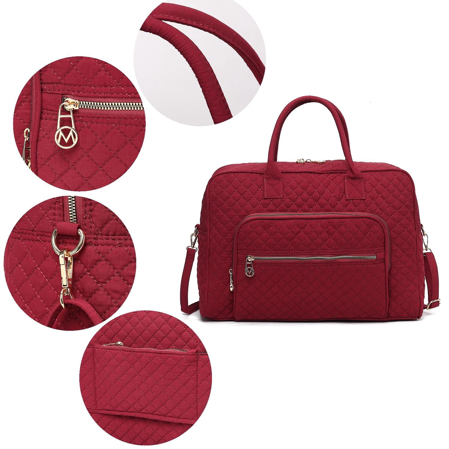 MKF Collection Jayla Women’s Solid Quilted Cotton Duffle Bag For Travel by Mia K - Brown