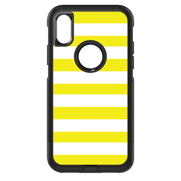 DistinctInk Custom SKIN / DECAL compatible with OtterBox Commuter for iPhone XR (6.1" Screen) - Yellow & White Bold Horizontal Stripes