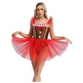 thumbnail image 2 of TSSOE Womens Christmas Dress Gingerbread Fancy Dress Candy Cane Santa Sweetie Dance Tutu Dress Brown XL, 2 of 7