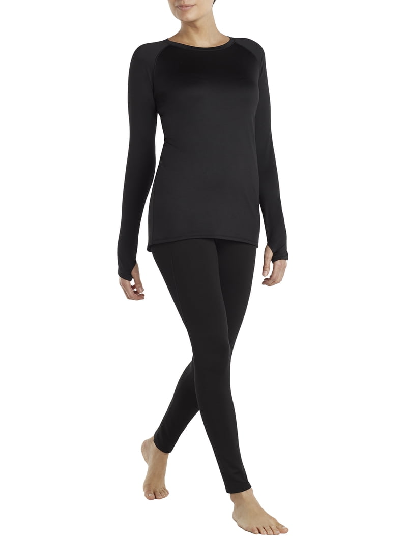 Chemise De Base Femme ClimateRight Cuddl Duds - Manches Longues, Noir, Taille S - Stretch Et Sans Étiquette