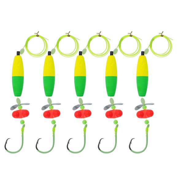 Unique Bargains Catfish Fishing Rigs Catfish Circle Hooks 8/0 Peg Floats and Rattler Catfishing Equipment Catfish Float Rigs 40LB Fishing Line Green Yellow 1 Set