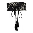 thumbnail image 1 of Chinese Hanfu Wide Tie Belt with Chinese Ink Painting Flower Pattern, 1 of 5