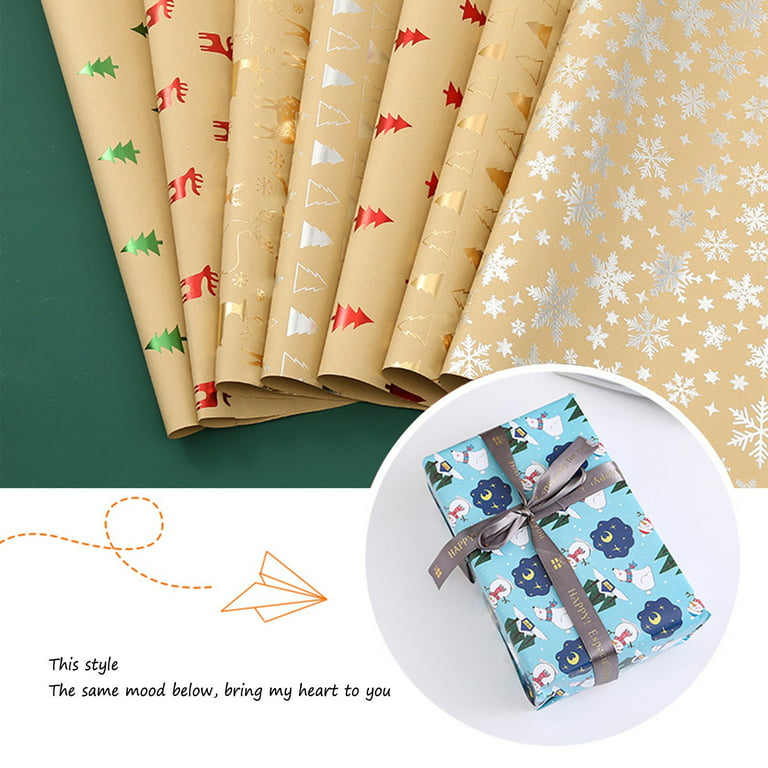 CAKVIICA 1PC DIY Men's Women's Children's Christmas Wrapping Paper Holiday  Gifts Wrapping Truck Plaid Snowflake Green Tree Christmas Design Snowflake
