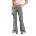 thumbnail image 2 of Girls Cargo Flare Pants Bell Bottom Leggings with Pockets Elastic Waist Stretch Bootcut Trousers for Daily Wear (5-15 Years), 2 of 8