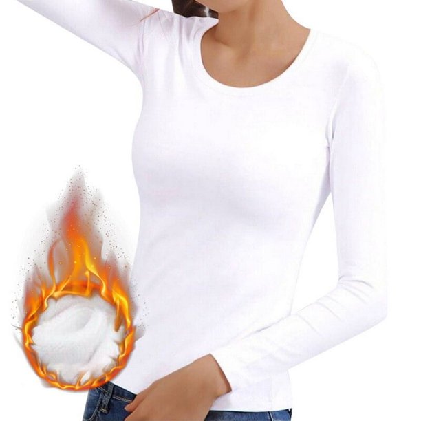 Camisa de fondo de terciopelo para mujer, camiseta de manga larga de temperatura constante, Top térmico de fibra de calefacción de terciopelo fino, Otoño e Invierno