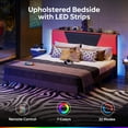 thumbnail image 4 of Bestier Queen Size Bed Frame with LED Adjustable Storage headboard, PU Leather Upholstered Platform Bed, Black & Red, 4 of 8