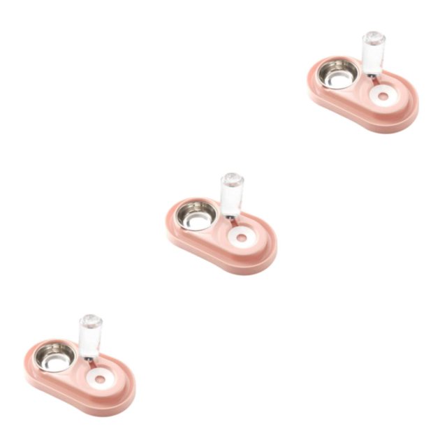 Transemion Wide Application Cat Food Bowl Safe And Reliable Convenient And Practical Easy To Plastic Automatic flesh pink 3Set