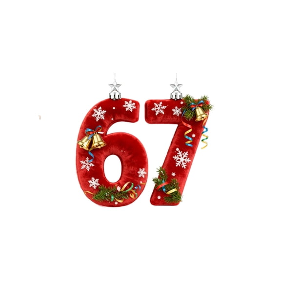 67 Ornament,Six Seven Christmas Ornament 2025,67 Christmas Ornament,2D Acrylic Santa Hat 6 7 Meme Christmas Tree Ornament,Funny 67 Teen Slang Ornaments
