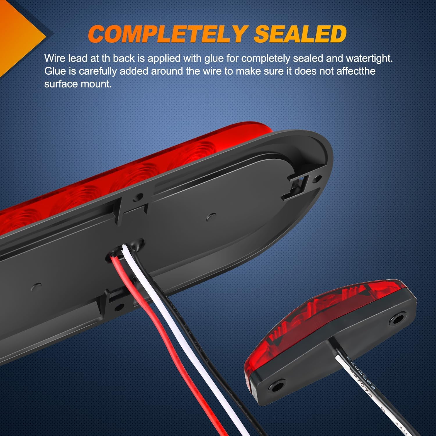 Nilight Led Trailer Light Kit 6inch Oval Stop Turn Tail Light Red Amber Side Marker Light Waterproof Surface Mount for 12V Utility Trailer Boat Camper RV Trucks Van Caravan