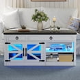 thumbnail image 2 of Farmhouse Coffee Table with Charging Station,Lift Top Coffee Table with Hidden Compartment and 2 Drawers,LED Lights Center Table for Living Room（White）, 2 of 9
