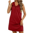 thumbnail image 3 of Hvot&aat Women's Soft Comfy Lace Nightdress V-Neck Sleeveless Knee-Length Tank Nightgowns Loose Solid Color Dress, 3 of 7