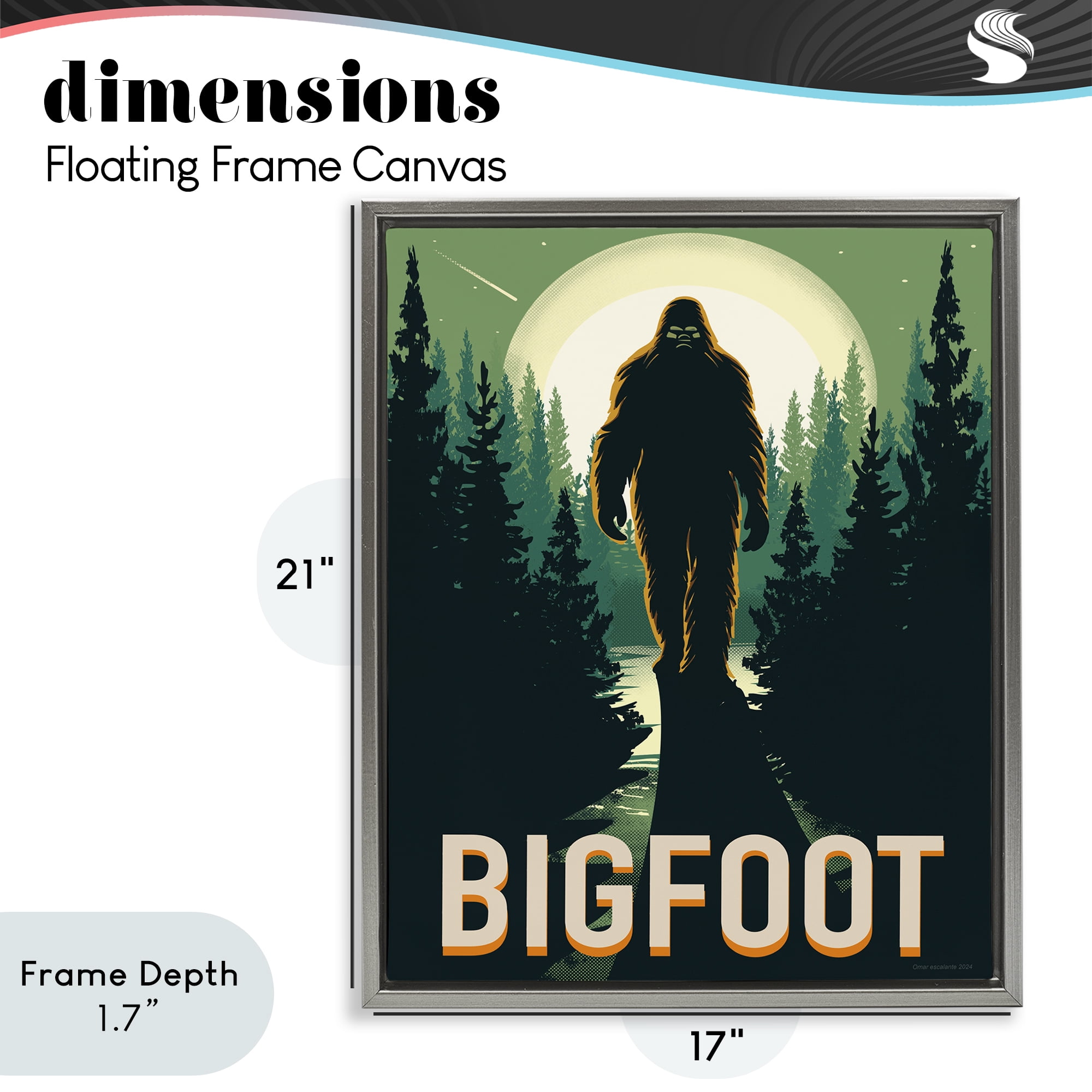 Stupell Industries Cryptid In The Woods Gray Framed Floater Canvas Wall Art, design by Omar Escalante
