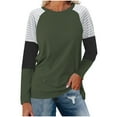 thumbnail image 2 of LYEAA Long Sleeve Womens Tops Plus Size Warm Crew Neck Shirts Stylish Color Block Winter Pullover Comfortable Dressy Casual Outfits Loose Lightweight Clothes Green L, 2 of 9