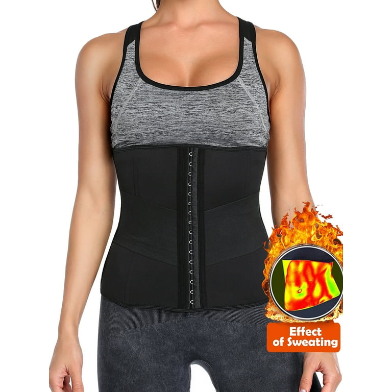 MISS MOLY Womens Sweat Waist Trainer Cincher with V Shape Band Neoprene Tummy Shaping 9 Steel Bones Girdle Weight Loss