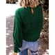 thumbnail image 3 of Blusa de manga larga con volantes para mujer, jersey verde con cuello redondo, talla M, primavera/otoño, 3 of 6