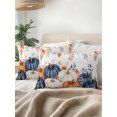 thumbnail image 2 of Outdoor Pillows Waterproof, Orange Blue Fall Pumpkins Bedding Throw Pillows with Insert for Couch Sofa Bed, Weeping Botanical Thanksgiving 12x20 Inch Pillowcases Decorative Patio Pillow Set of 1, 2 of 4