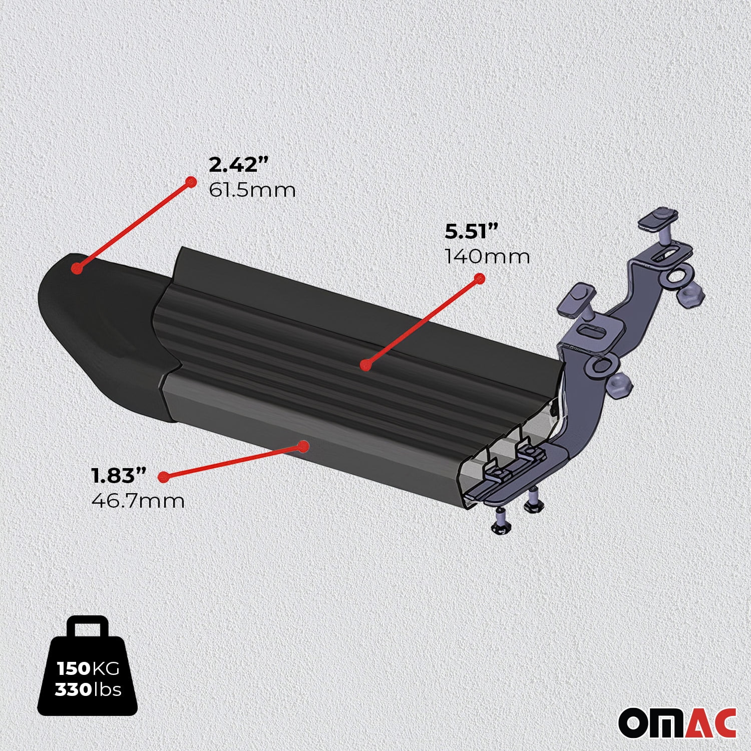 OMAC Running Boards Side Step Nerf Bars for VW Tiguan 2018-2024 Black 2Pcs